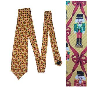 ⭐ Josh Bach Men's Pure Silk Christmas nutcracker Tie Necktie vintage yellow⭐